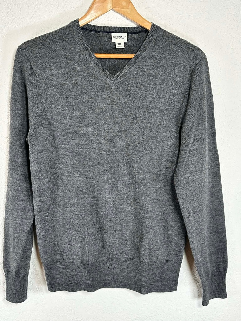 Club Monaco V-Neck Wool Sweater - Charcoal Gray Men’s